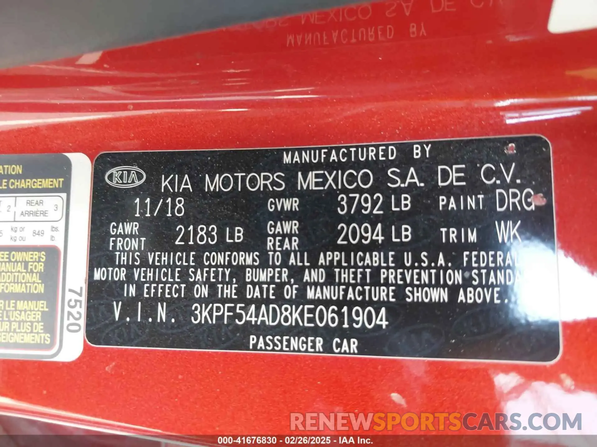 9 Photograph of a damaged car 3KPF54AD8KE061904 KIA FORTE 2019