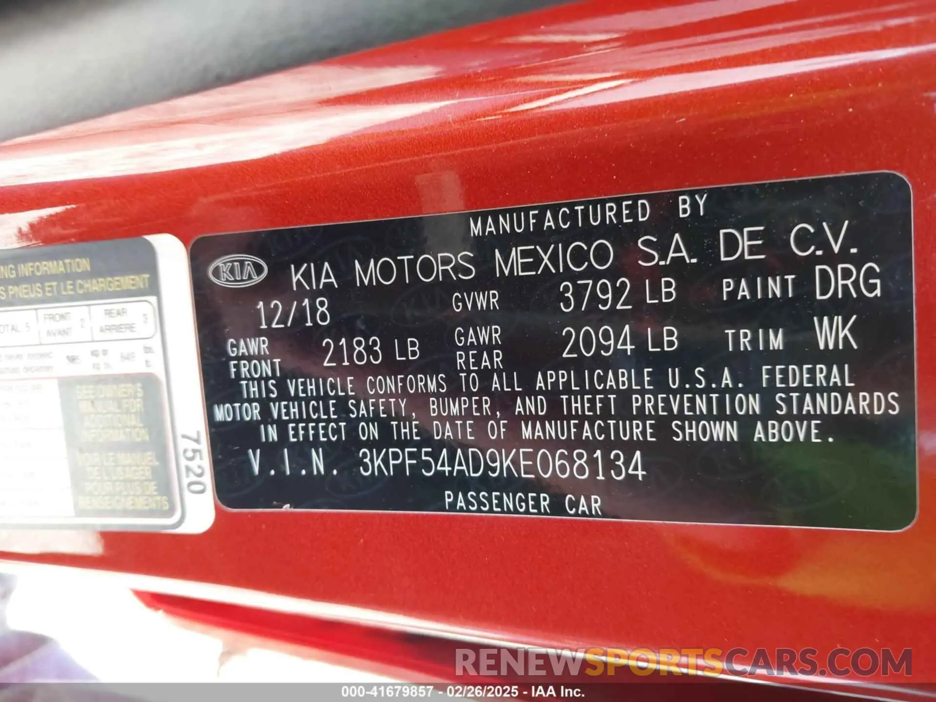 9 Photograph of a damaged car 3KPF54AD9KE068134 KIA FORTE 2019