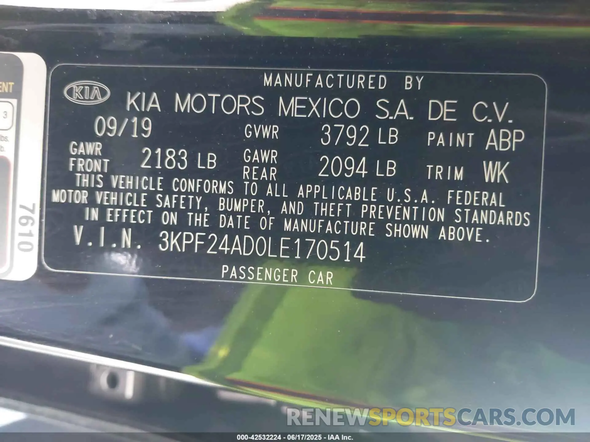 9 Photograph of a damaged car 3KPF24AD0LE170514 KIA FORTE 2020
