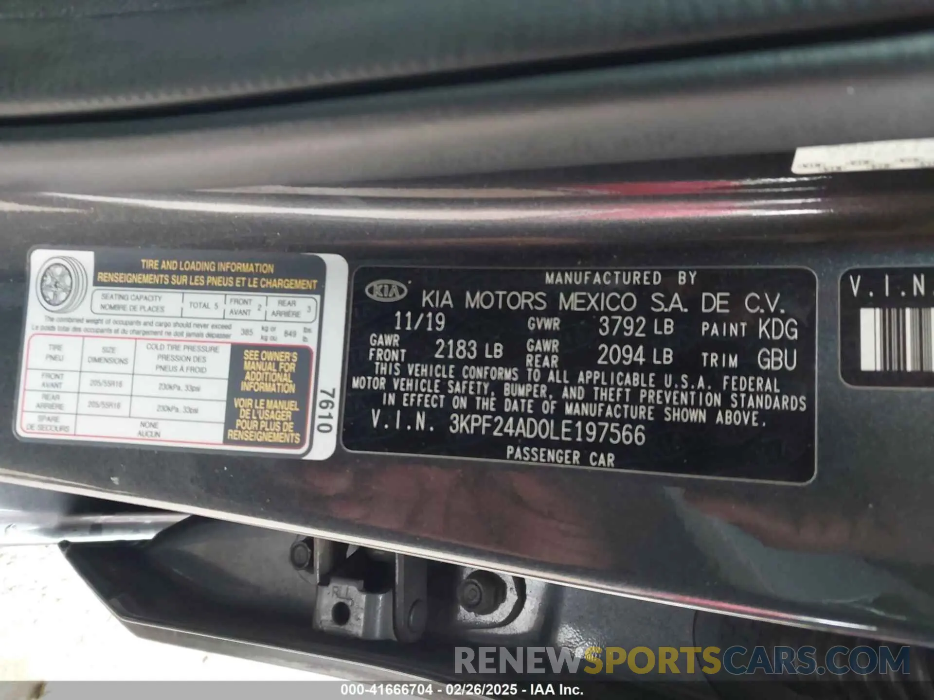 9 Photograph of a damaged car 3KPF24AD0LE197566 KIA FORTE 2020