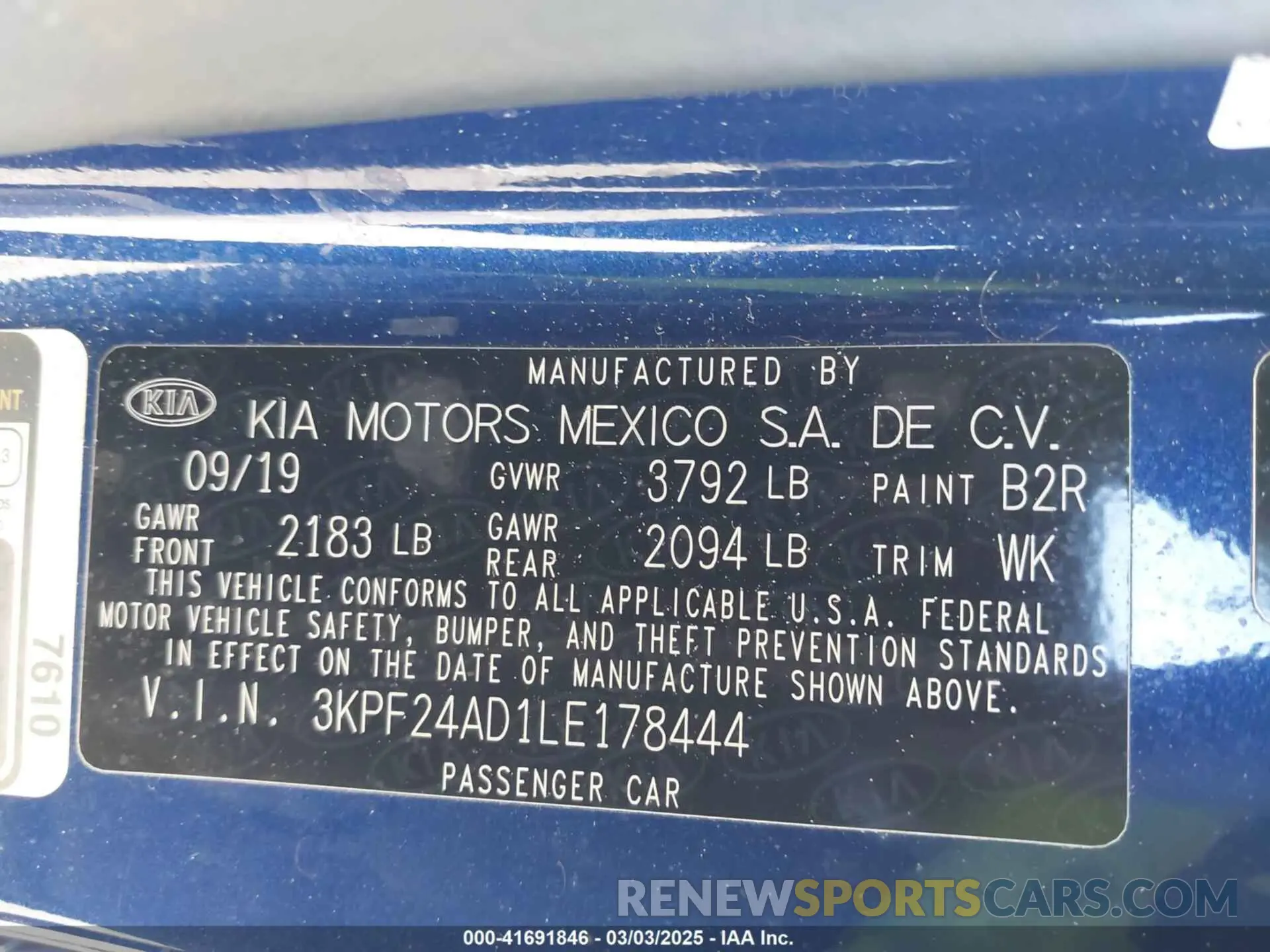 9 Photograph of a damaged car 3KPF24AD1LE178444 KIA FORTE 2020