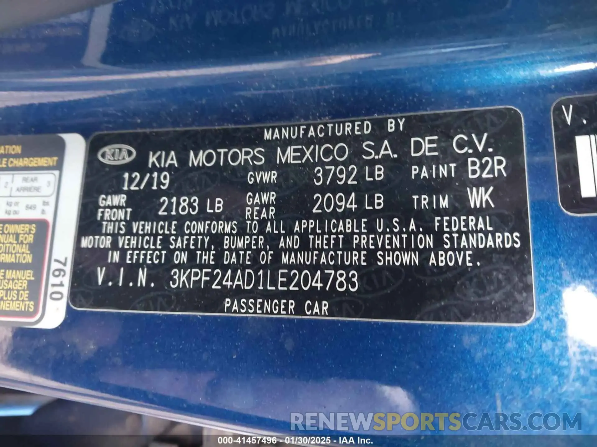 9 Photograph of a damaged car 3KPF24AD1LE204783 KIA FORTE 2020