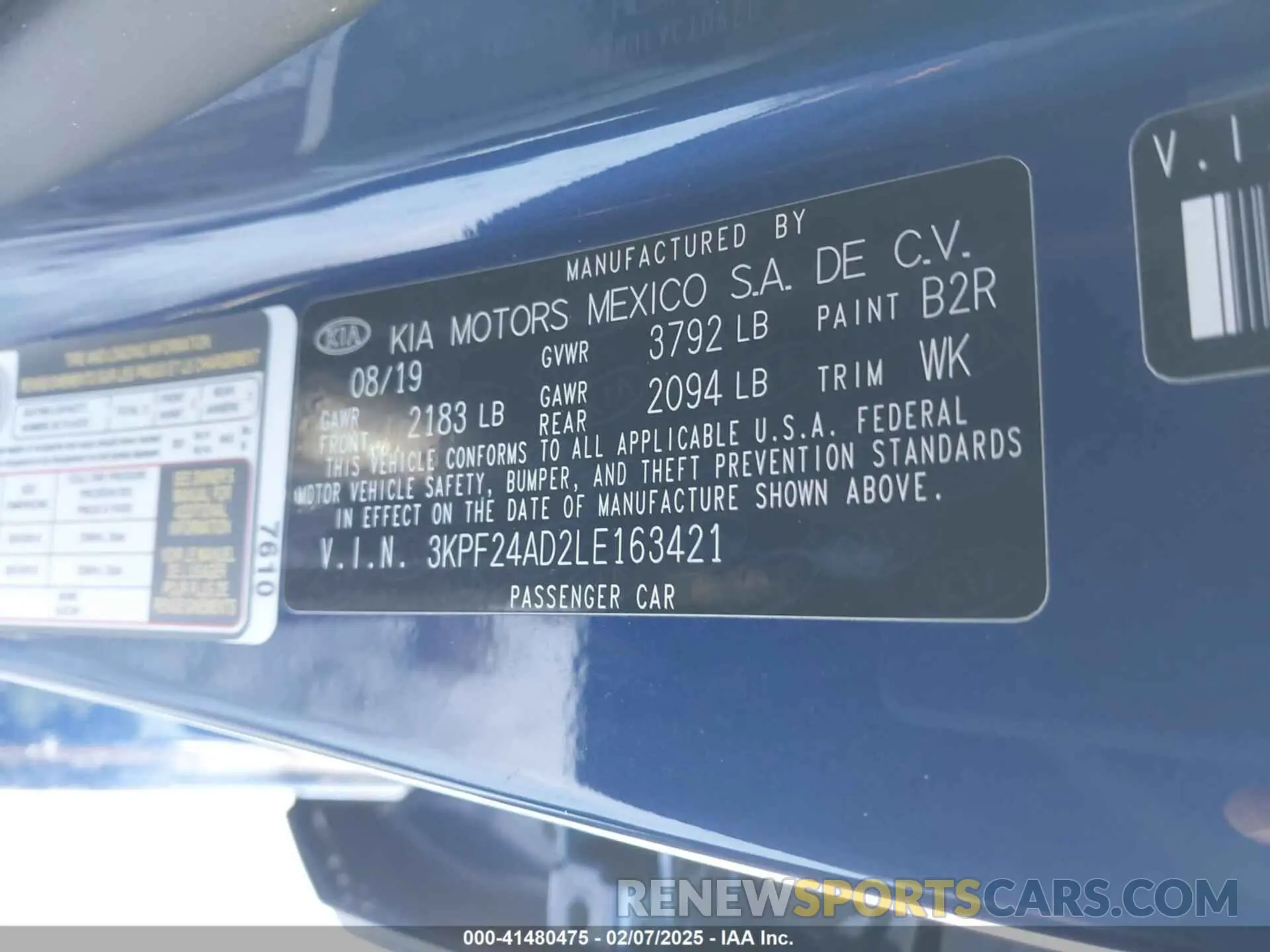 9 Photograph of a damaged car 3KPF24AD2LE163421 KIA FORTE 2020
