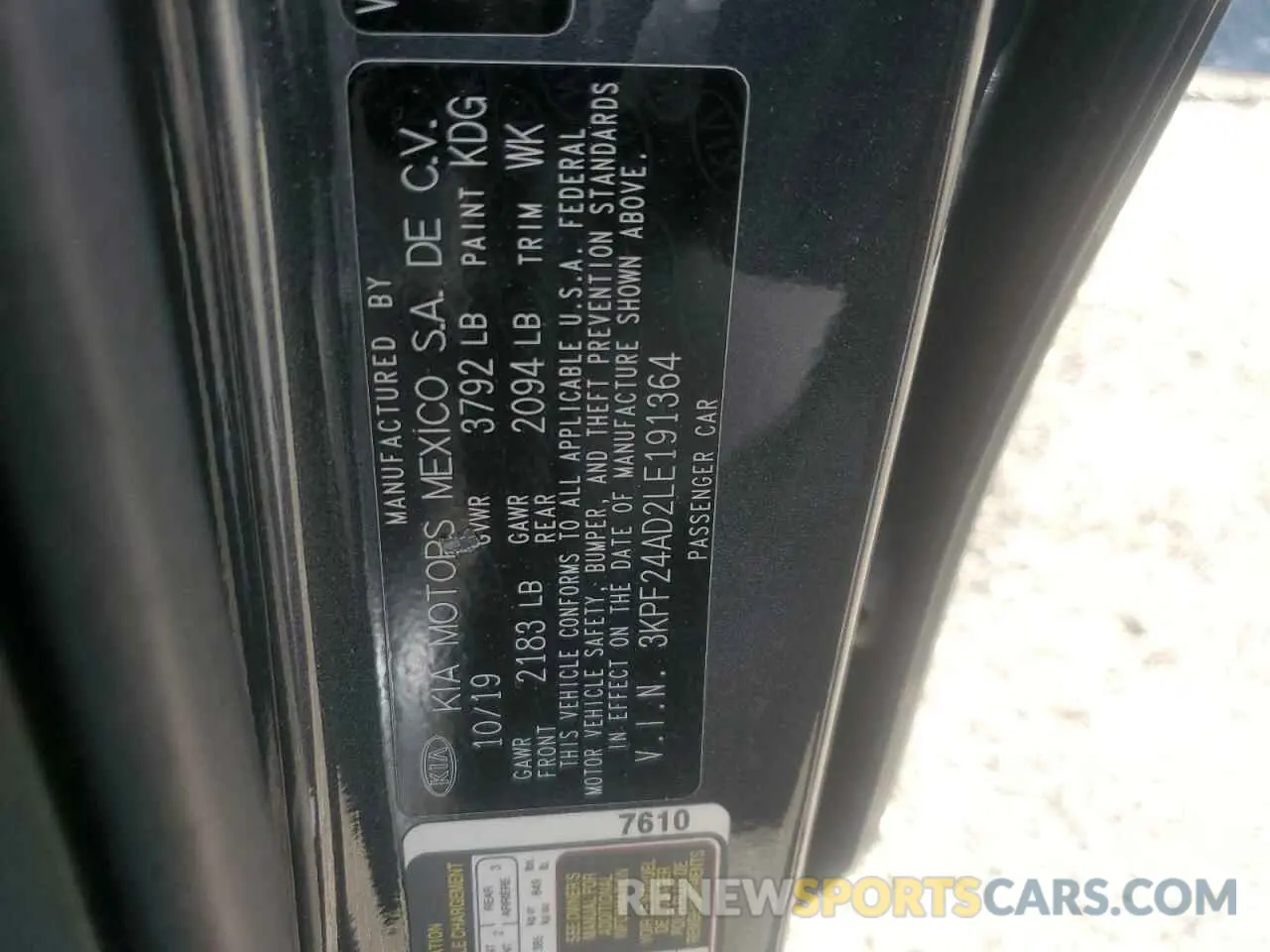 12 Photograph of a damaged car 3KPF24AD2LE191364 KIA FORTE 2020
