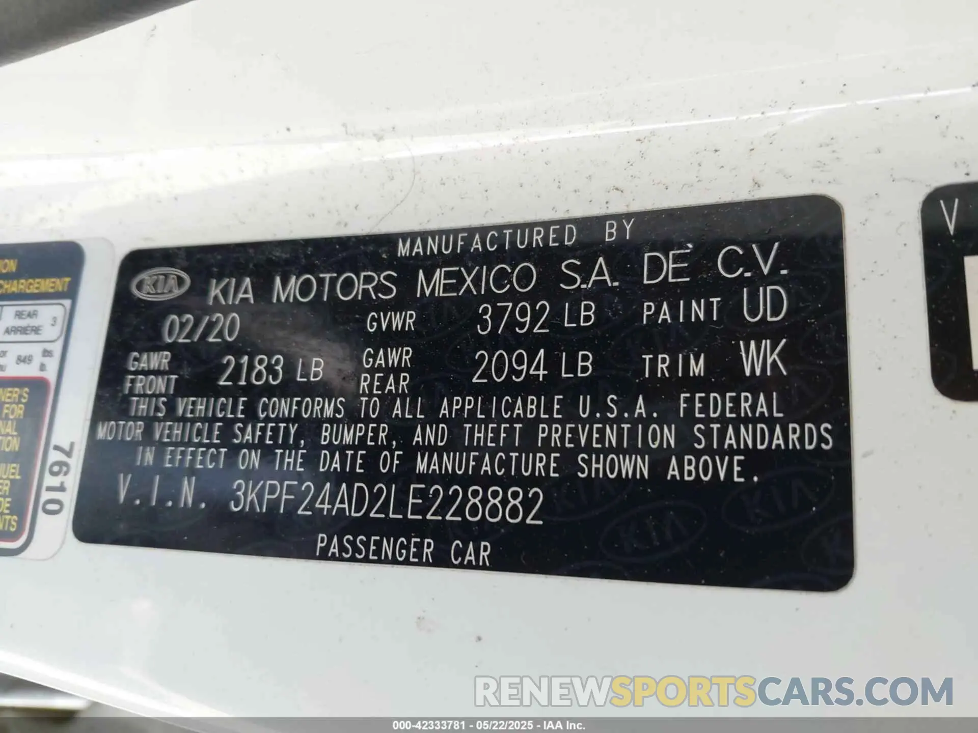 9 Photograph of a damaged car 3KPF24AD2LE228882 KIA FORTE 2020