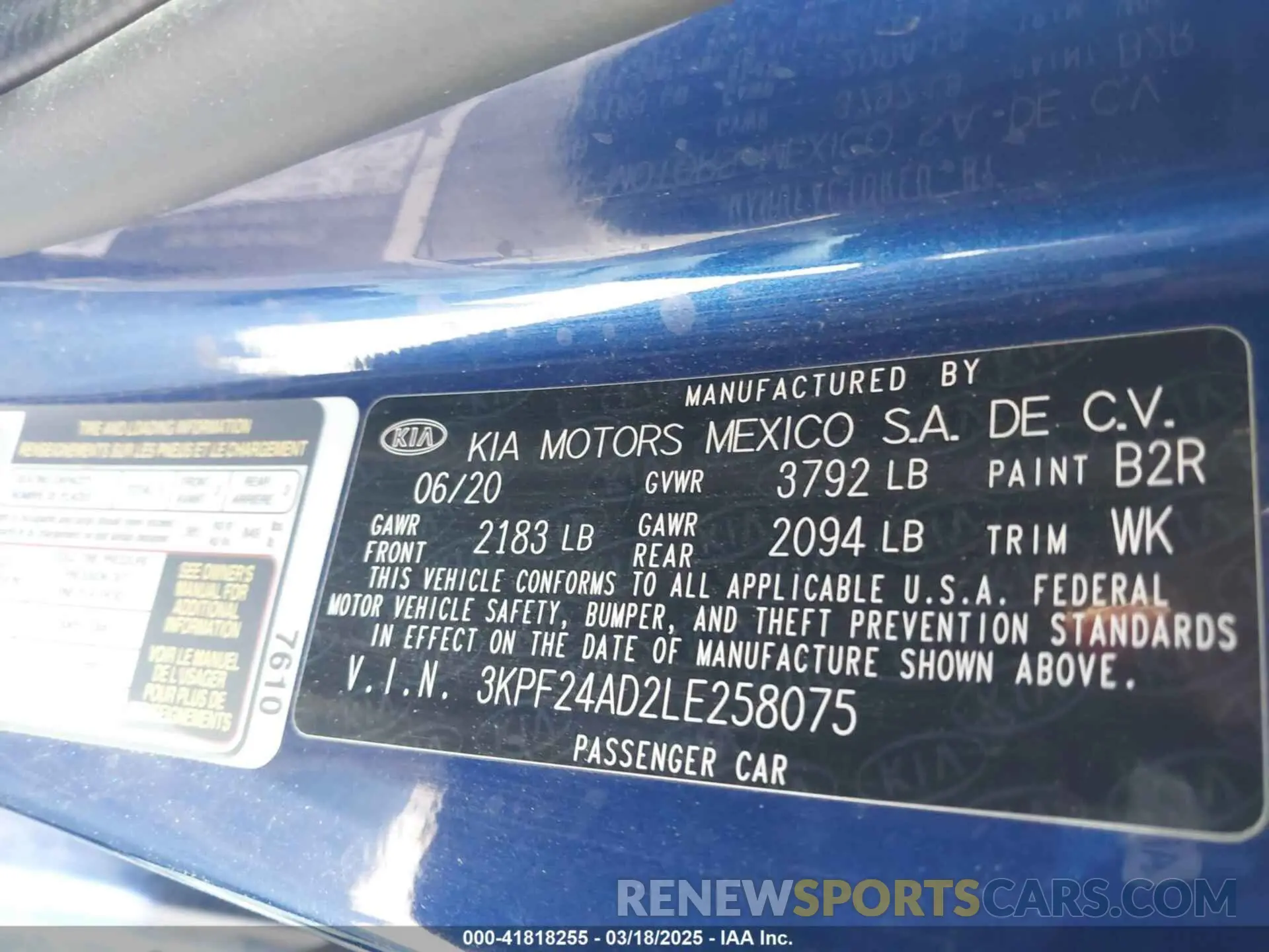 9 Photograph of a damaged car 3KPF24AD2LE258075 KIA FORTE 2020