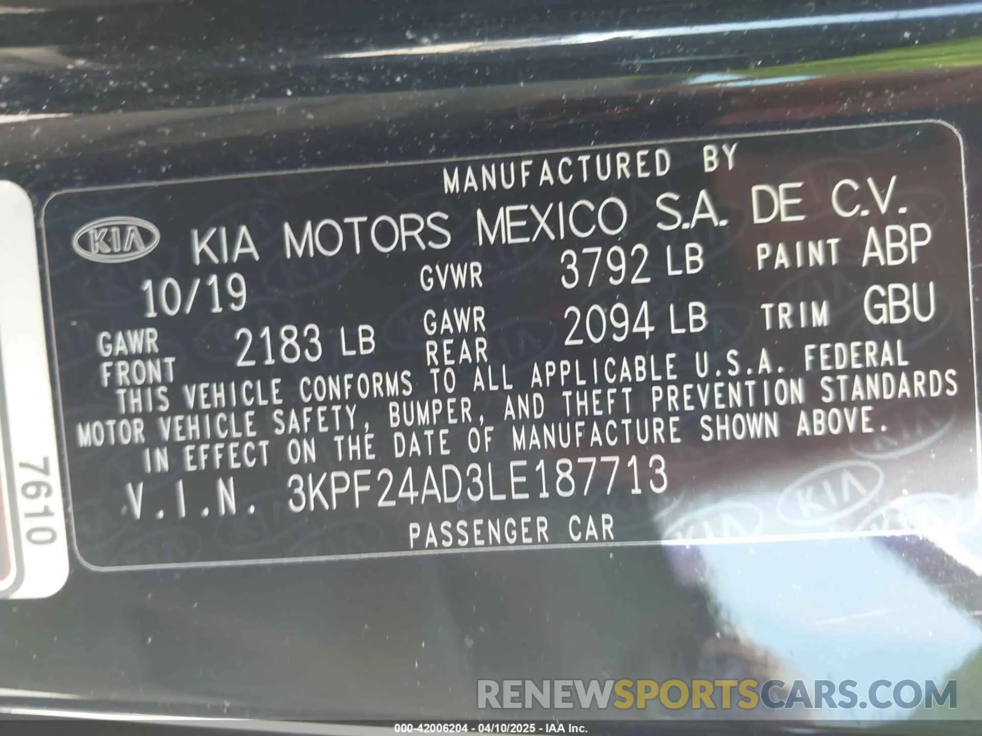 9 Photograph of a damaged car 3KPF24AD3LE187713 KIA FORTE 2020