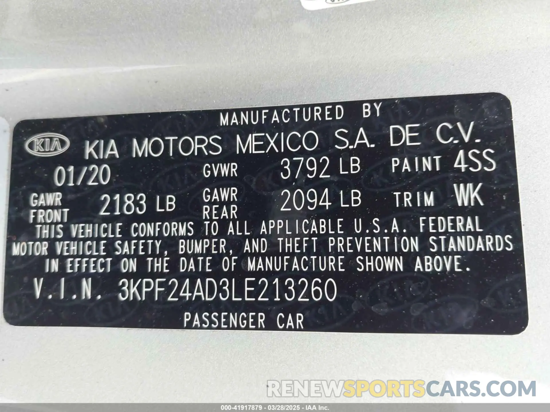 9 Photograph of a damaged car 3KPF24AD3LE213260 KIA FORTE 2020