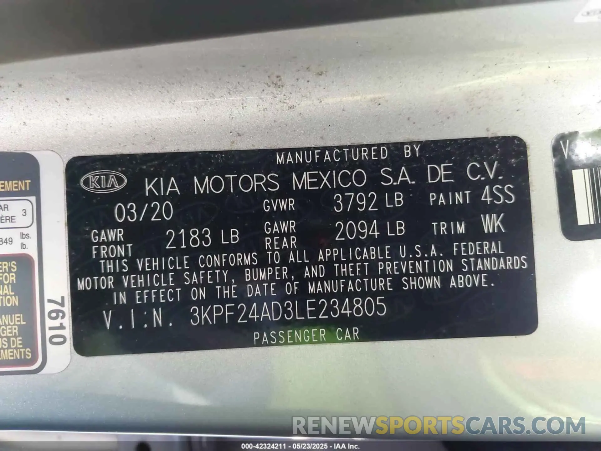 9 Photograph of a damaged car 3KPF24AD3LE234805 KIA FORTE 2020