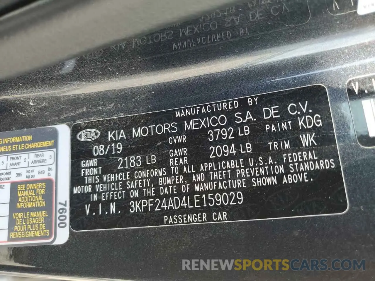 12 Photograph of a damaged car 3KPF24AD4LE159029 KIA FORTE 2020
