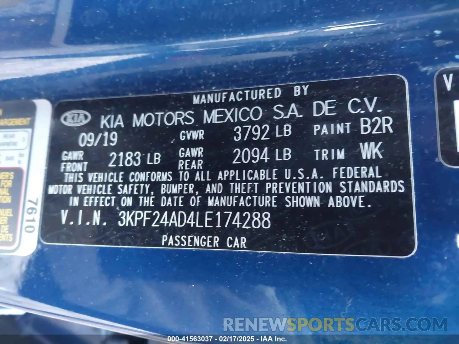 9 Photograph of a damaged car 3KPF24AD4LE174288 KIA FORTE 2020