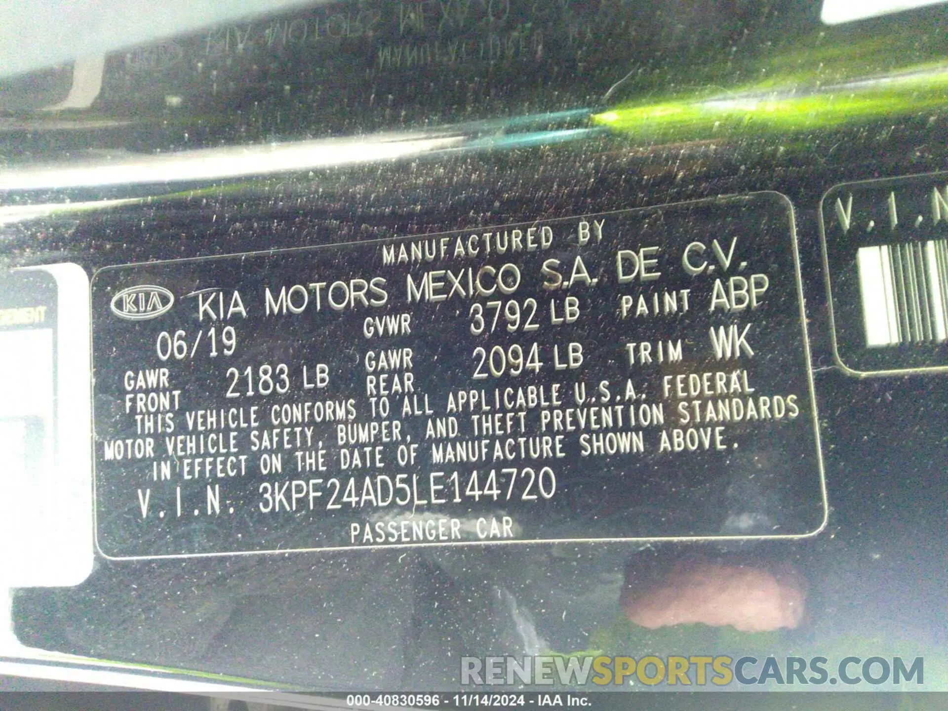 9 Photograph of a damaged car 3KPF24AD5LE144720 KIA FORTE 2020