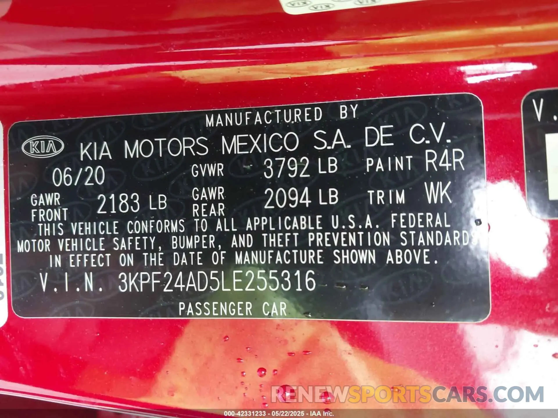 9 Photograph of a damaged car 3KPF24AD5LE255316 KIA FORTE 2020