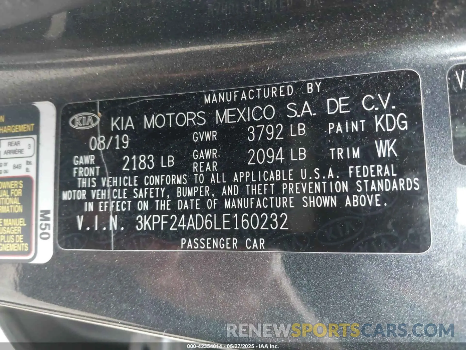 9 Photograph of a damaged car 3KPF24AD6LE160232 KIA FORTE 2020