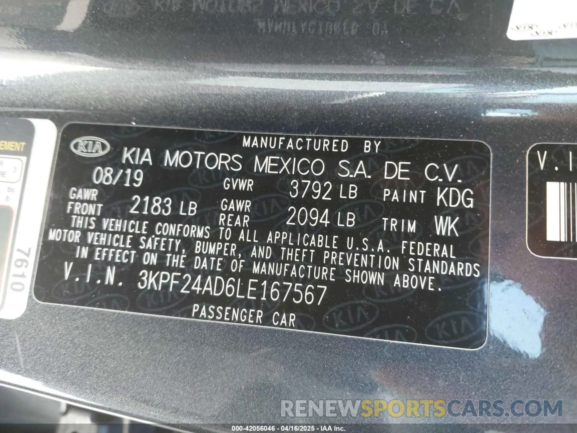 9 Photograph of a damaged car 3KPF24AD6LE167567 KIA FORTE 2020