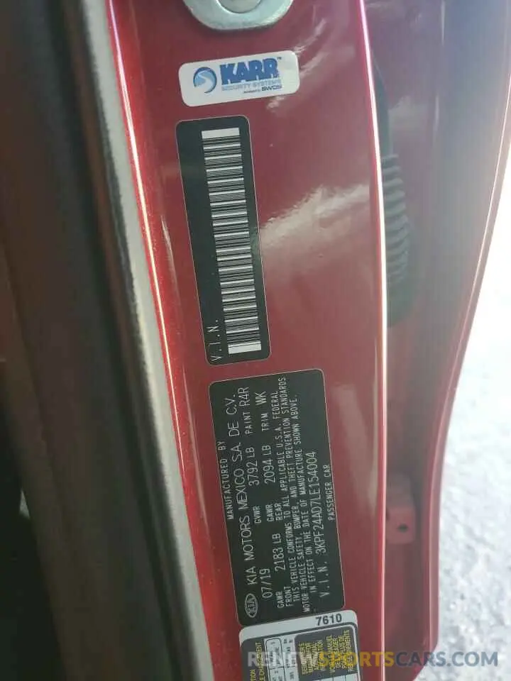 12 Photograph of a damaged car 3KPF24AD7LE154004 KIA FORTE 2020