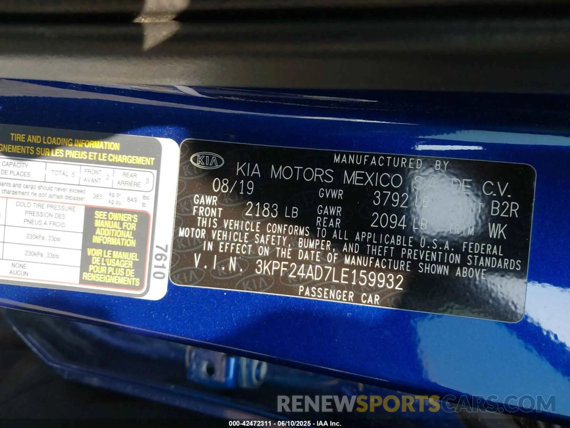 9 Photograph of a damaged car 3KPF24AD7LE159932 KIA FORTE 2020