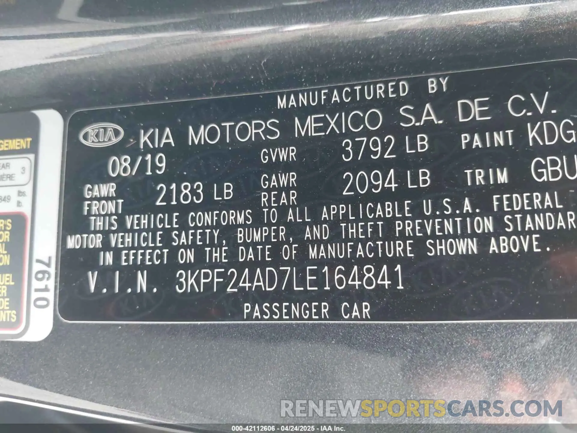 9 Photograph of a damaged car 3KPF24AD7LE164841 KIA FORTE 2020