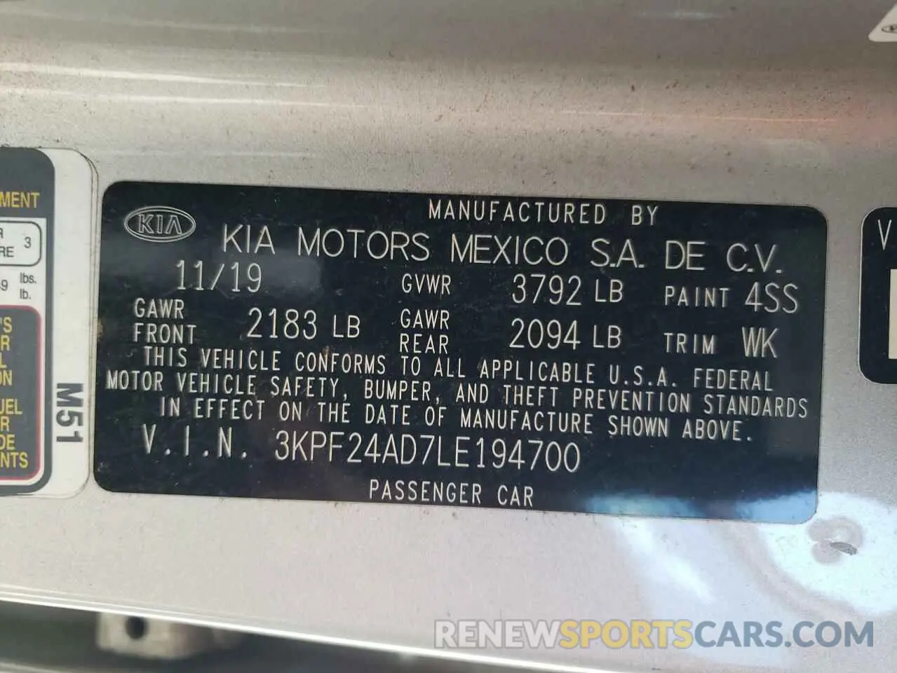 12 Photograph of a damaged car 3KPF24AD7LE194700 KIA FORTE 2020