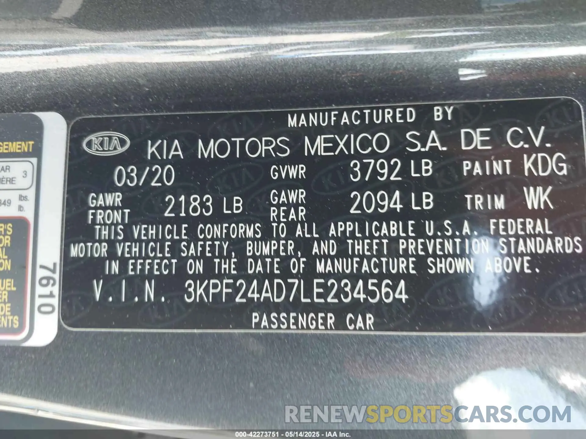 9 Photograph of a damaged car 3KPF24AD7LE234564 KIA FORTE 2020