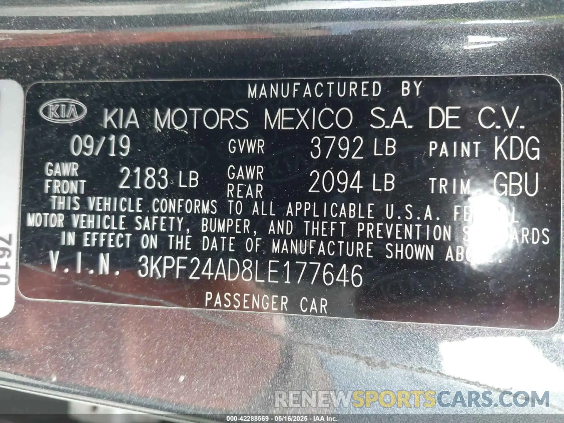 9 Photograph of a damaged car 3KPF24AD8LE177646 KIA FORTE 2020