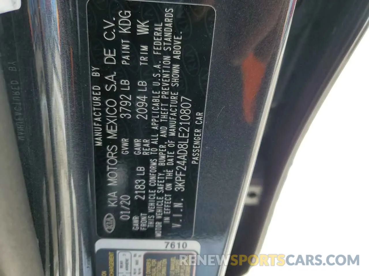 12 Photograph of a damaged car 3KPF24AD8LE210807 KIA FORTE 2020