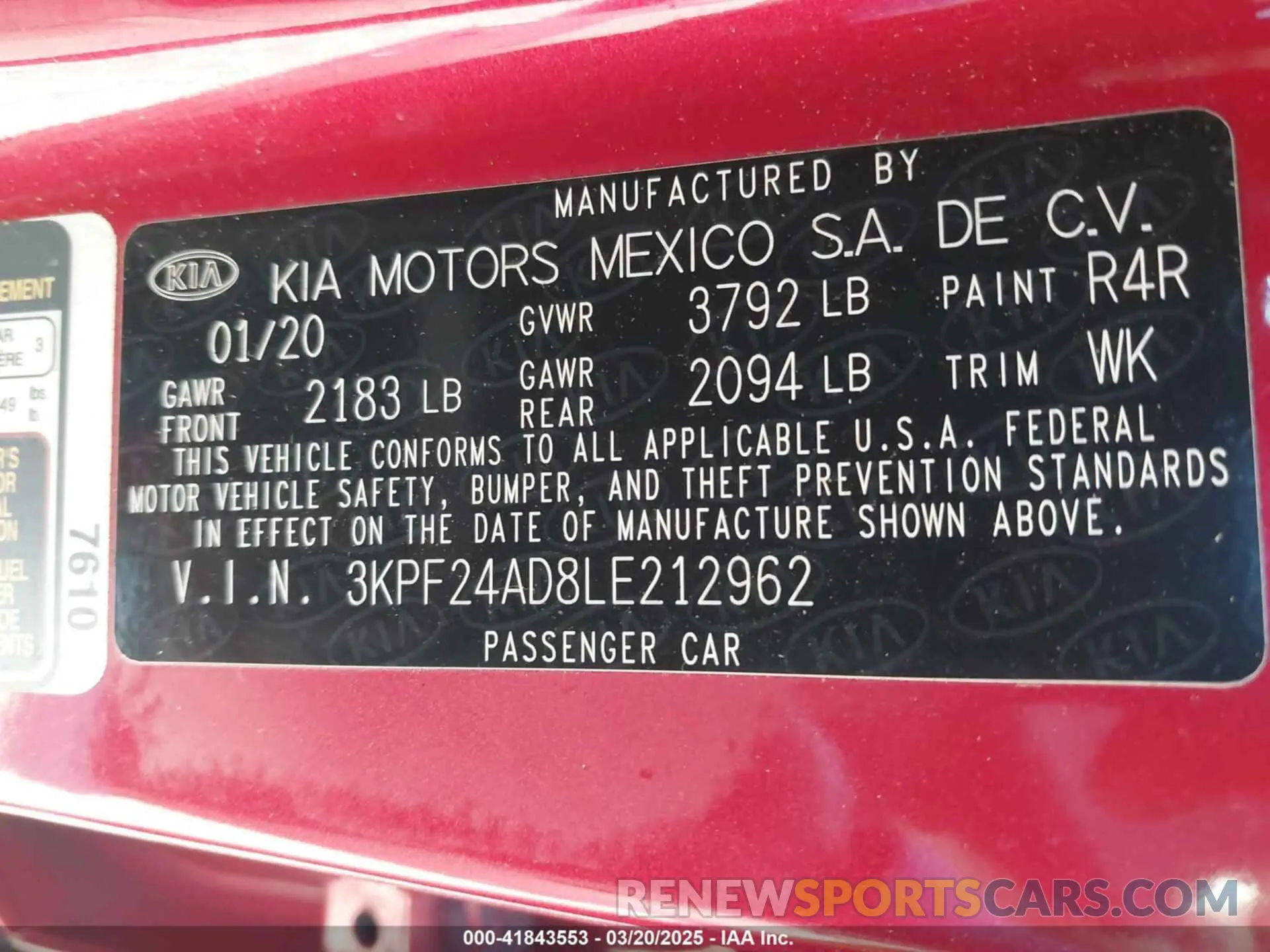 9 Photograph of a damaged car 3KPF24AD8LE212962 KIA FORTE 2020