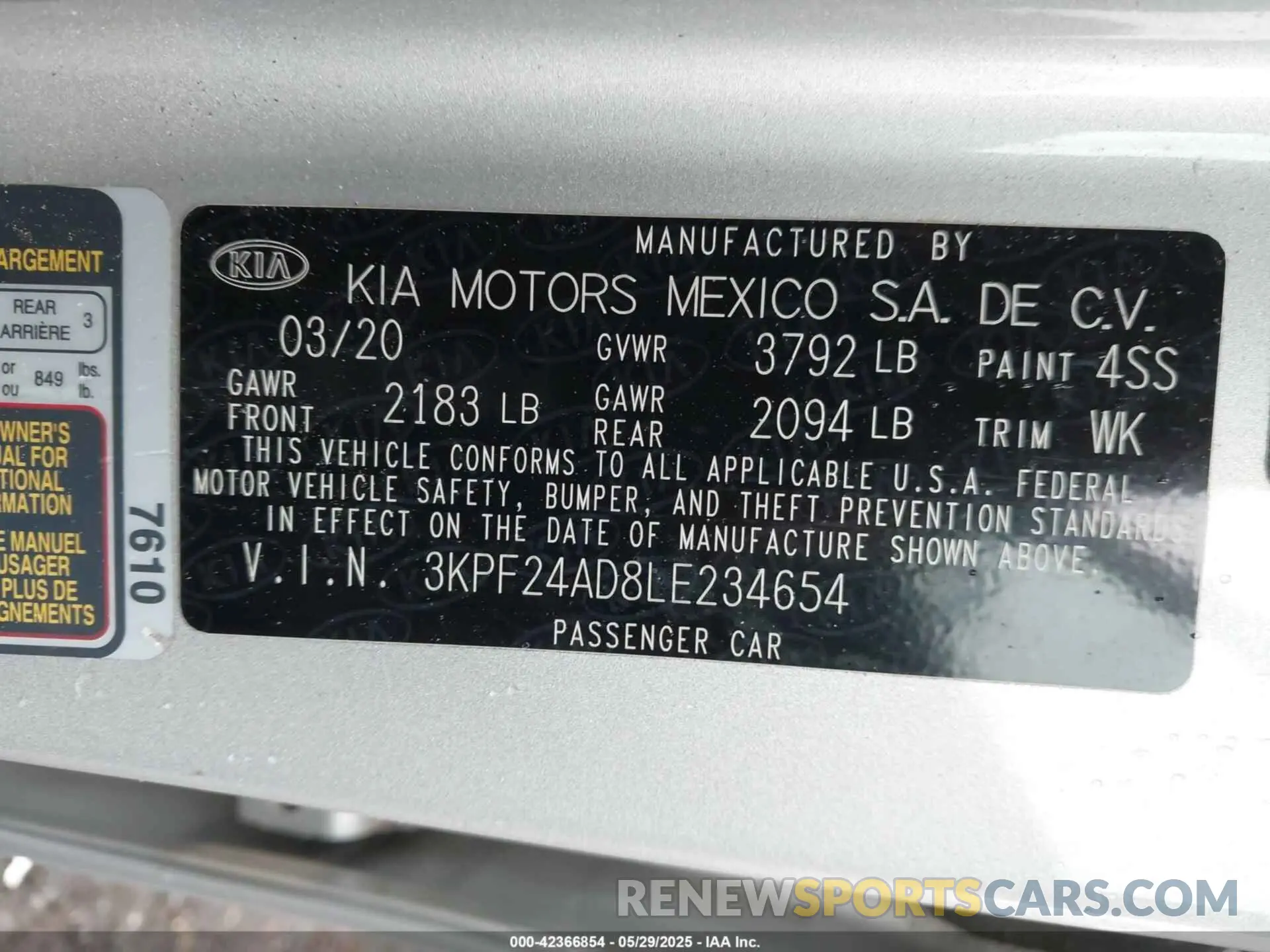 9 Photograph of a damaged car 3KPF24AD8LE234654 KIA FORTE 2020
