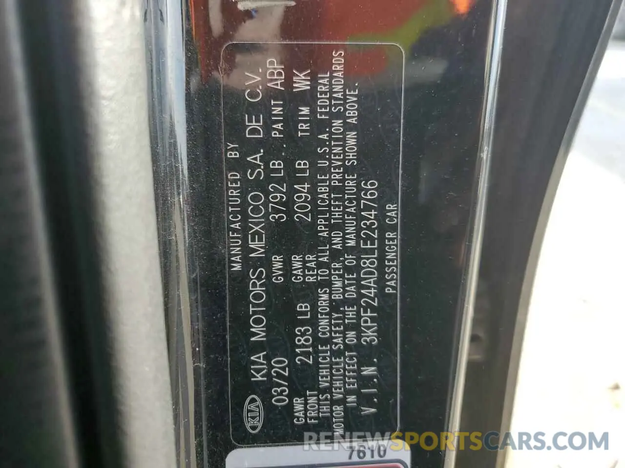 13 Photograph of a damaged car 3KPF24AD8LE234766 KIA FORTE 2020