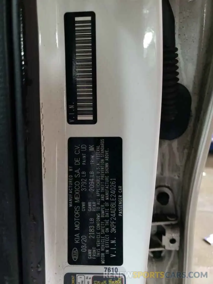 12 Photograph of a damaged car 3KPF24AD8LE240261 KIA FORTE 2020