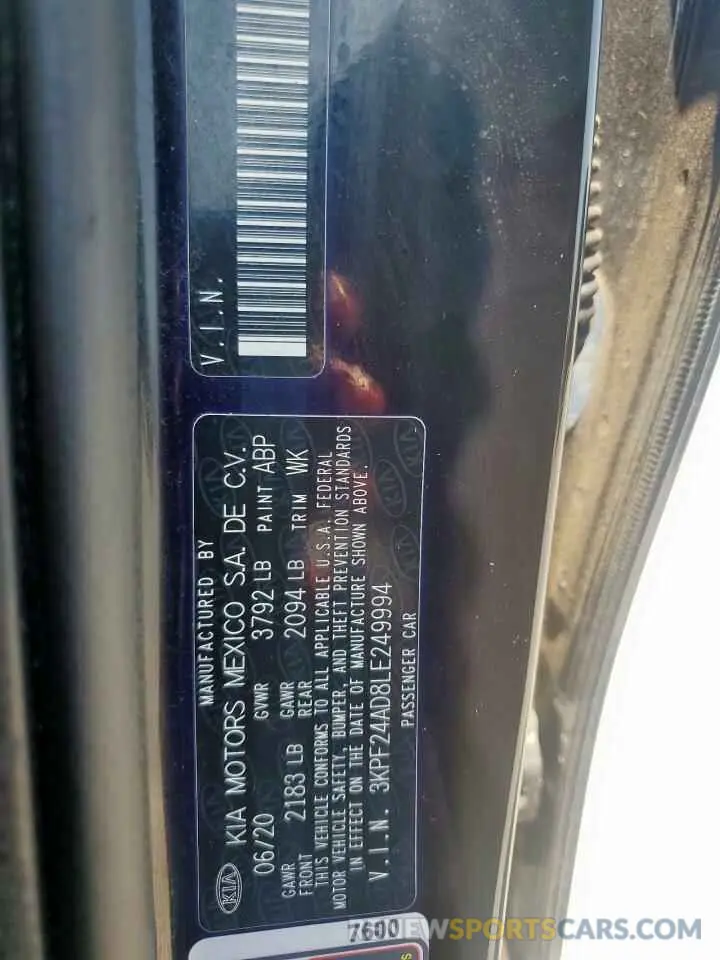 13 Photograph of a damaged car 3KPF24AD8LE249994 KIA FORTE 2020