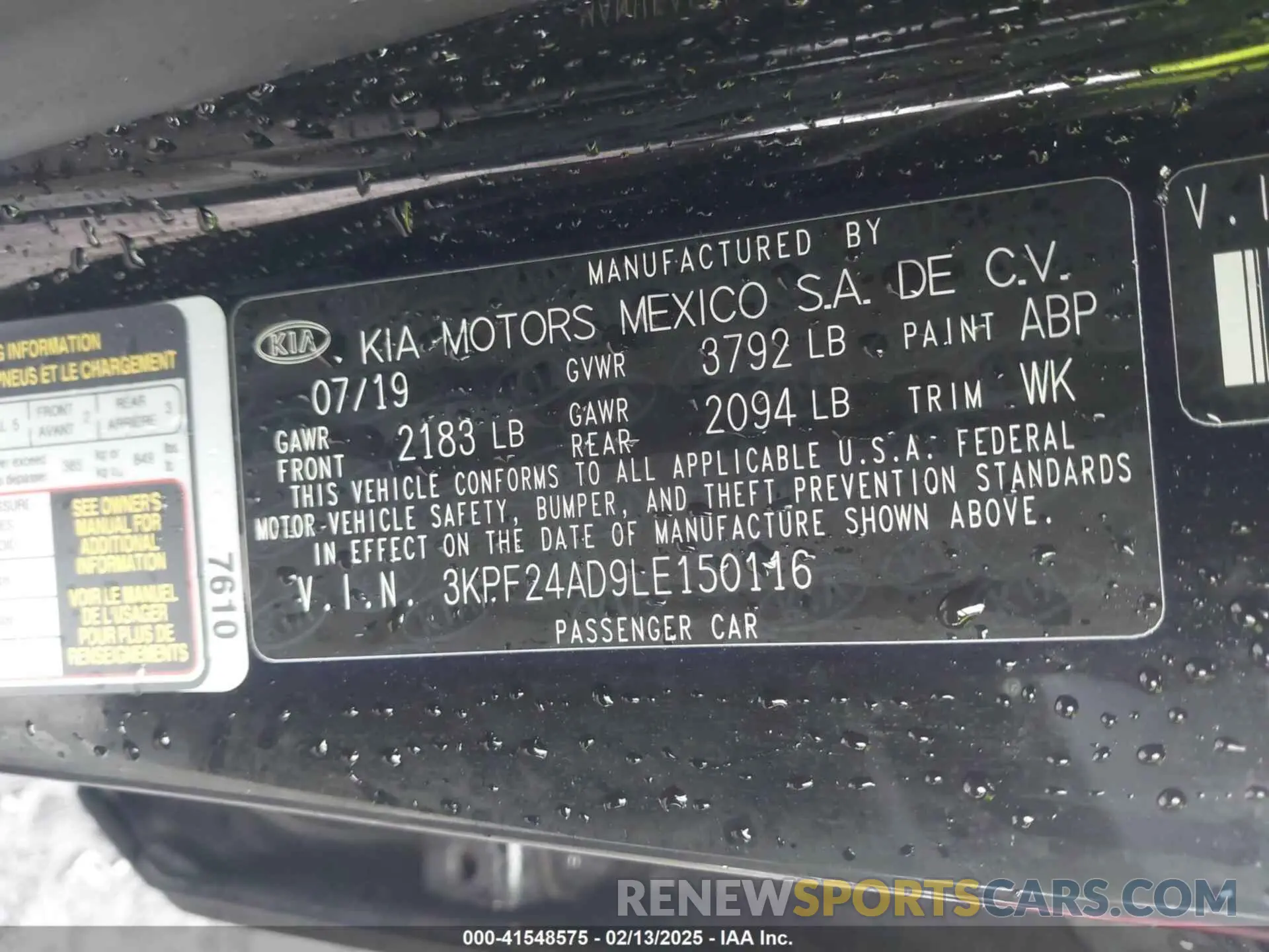 9 Photograph of a damaged car 3KPF24AD9LE150116 KIA FORTE 2020