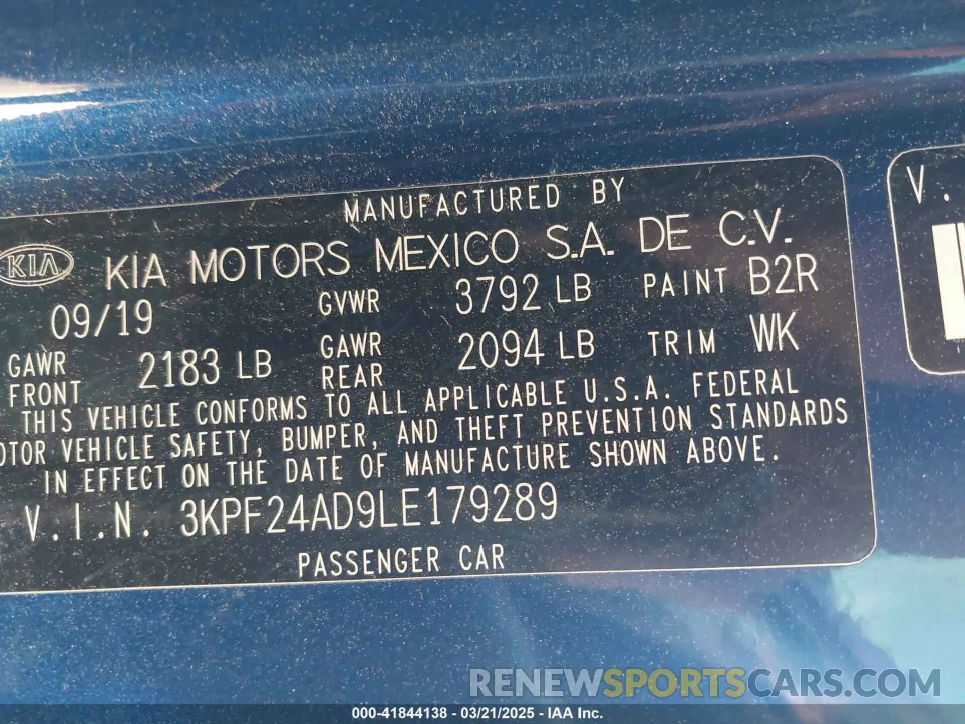 9 Photograph of a damaged car 3KPF24AD9LE179289 KIA FORTE 2020