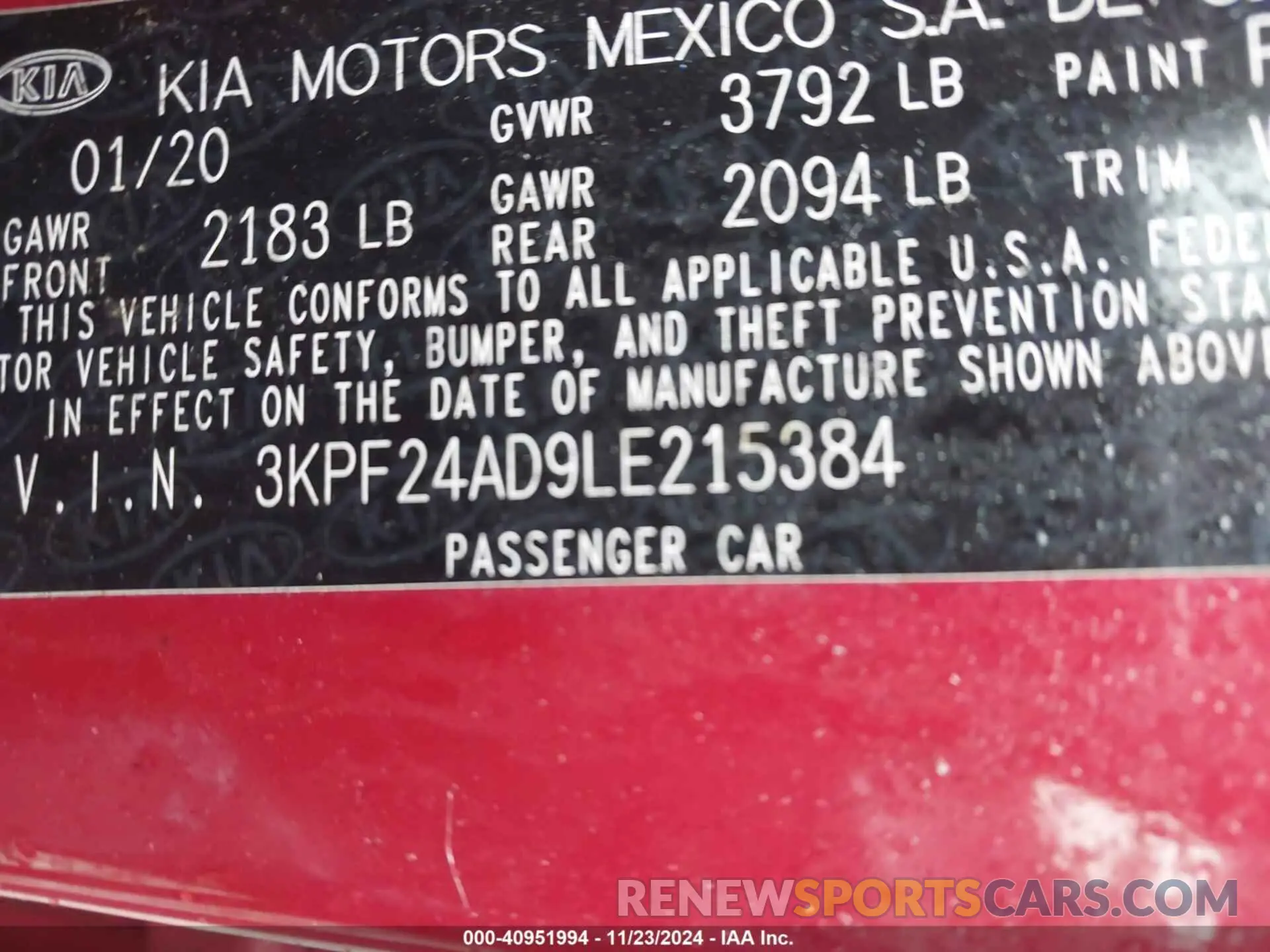 9 Photograph of a damaged car 3KPF24AD9LE215384 KIA FORTE 2020