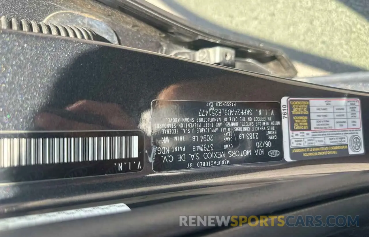 10 Photograph of a damaged car 3KPF24AD9LE251477 KIA FORTE 2020