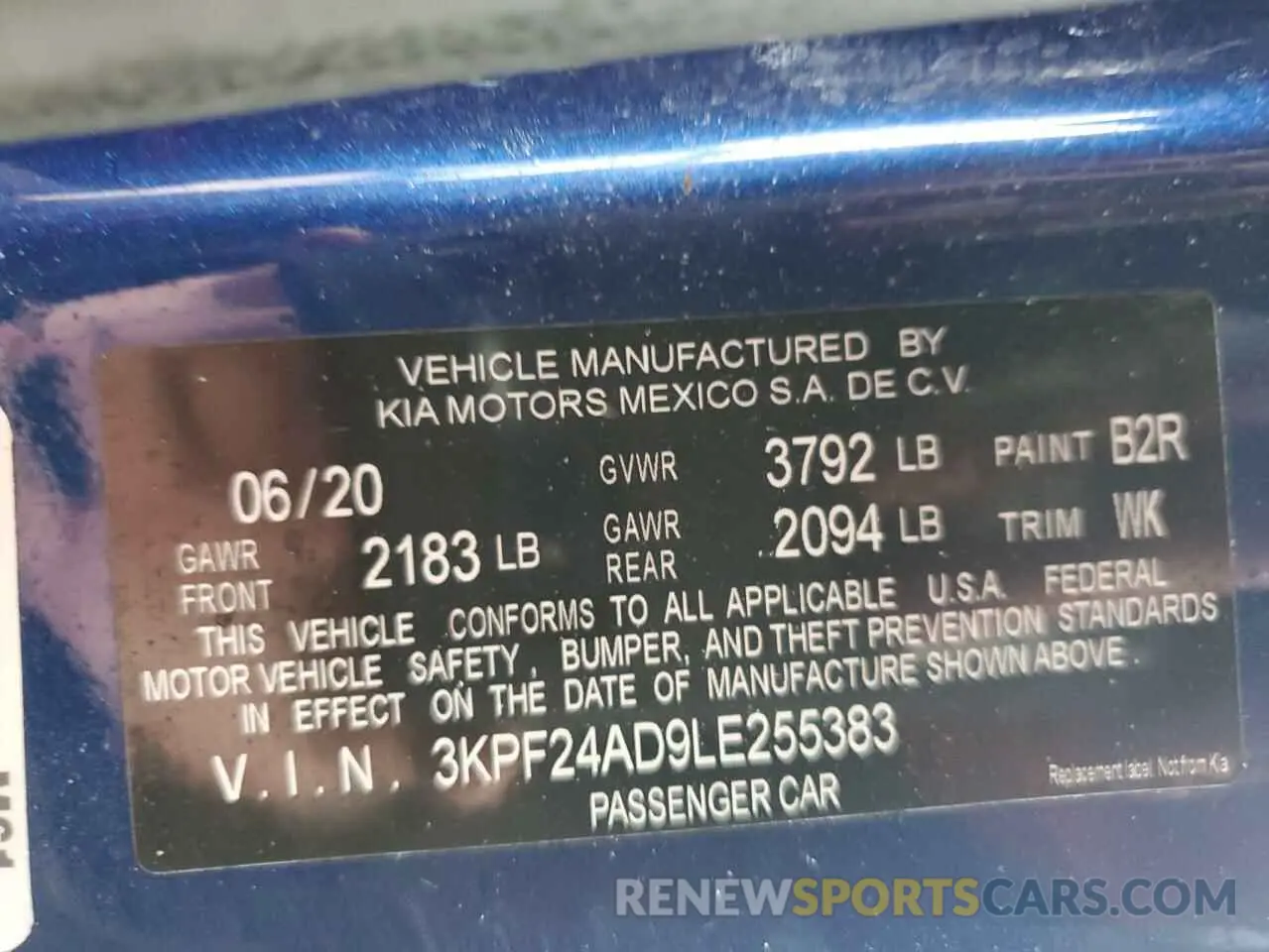 14 Photograph of a damaged car 3KPF24AD9LE255383 KIA FORTE 2020