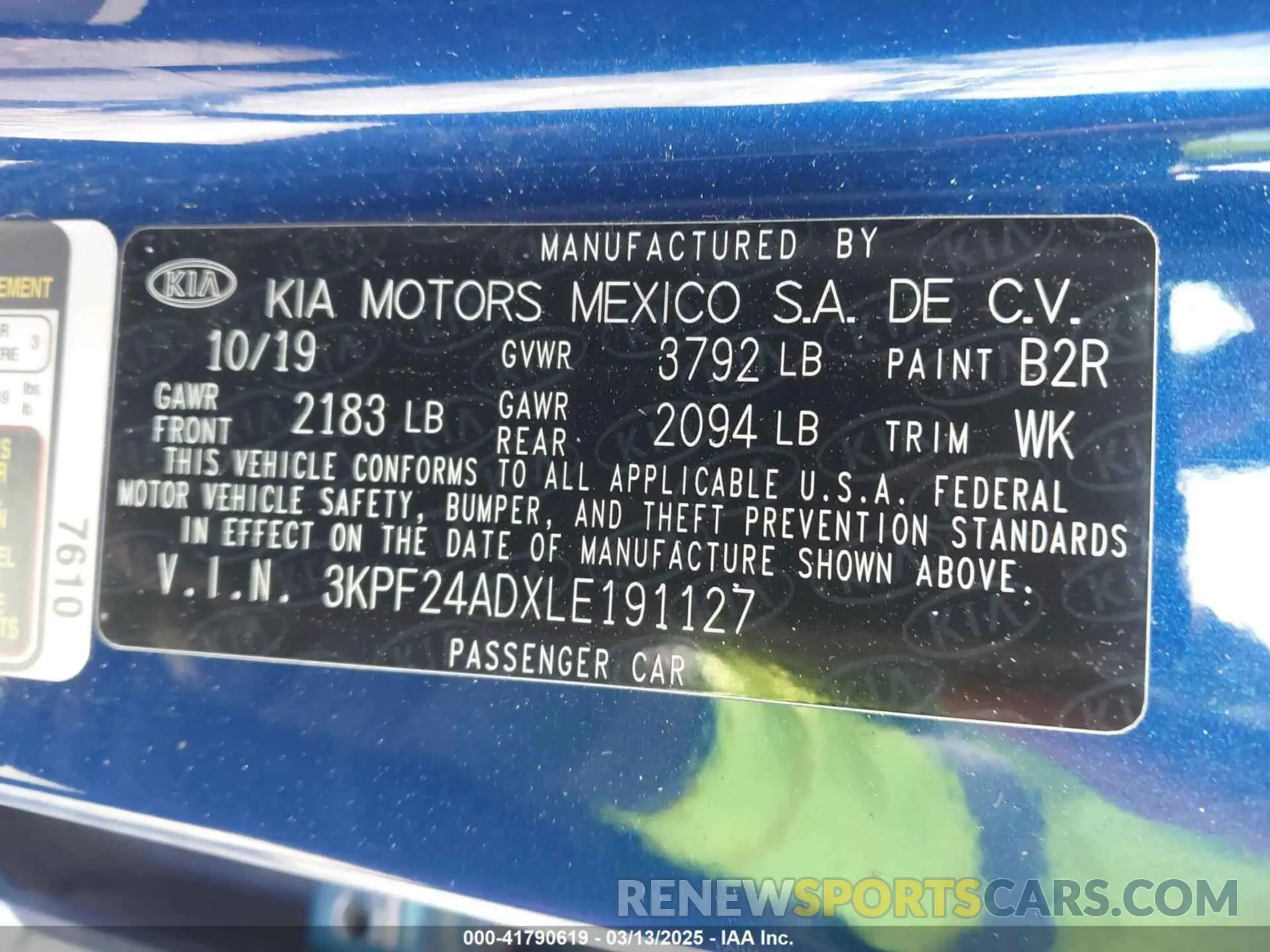 9 Photograph of a damaged car 3KPF24ADXLE191127 KIA FORTE 2020