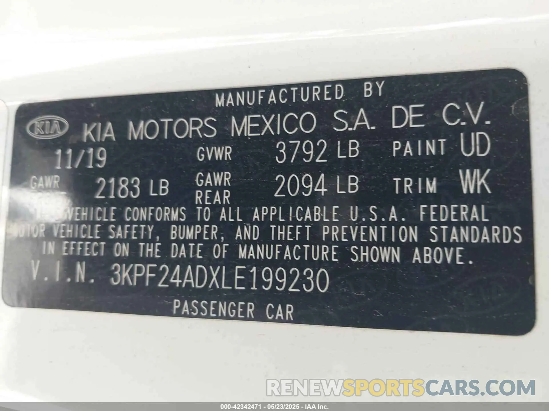 9 Photograph of a damaged car 3KPF24ADXLE199230 KIA FORTE 2020