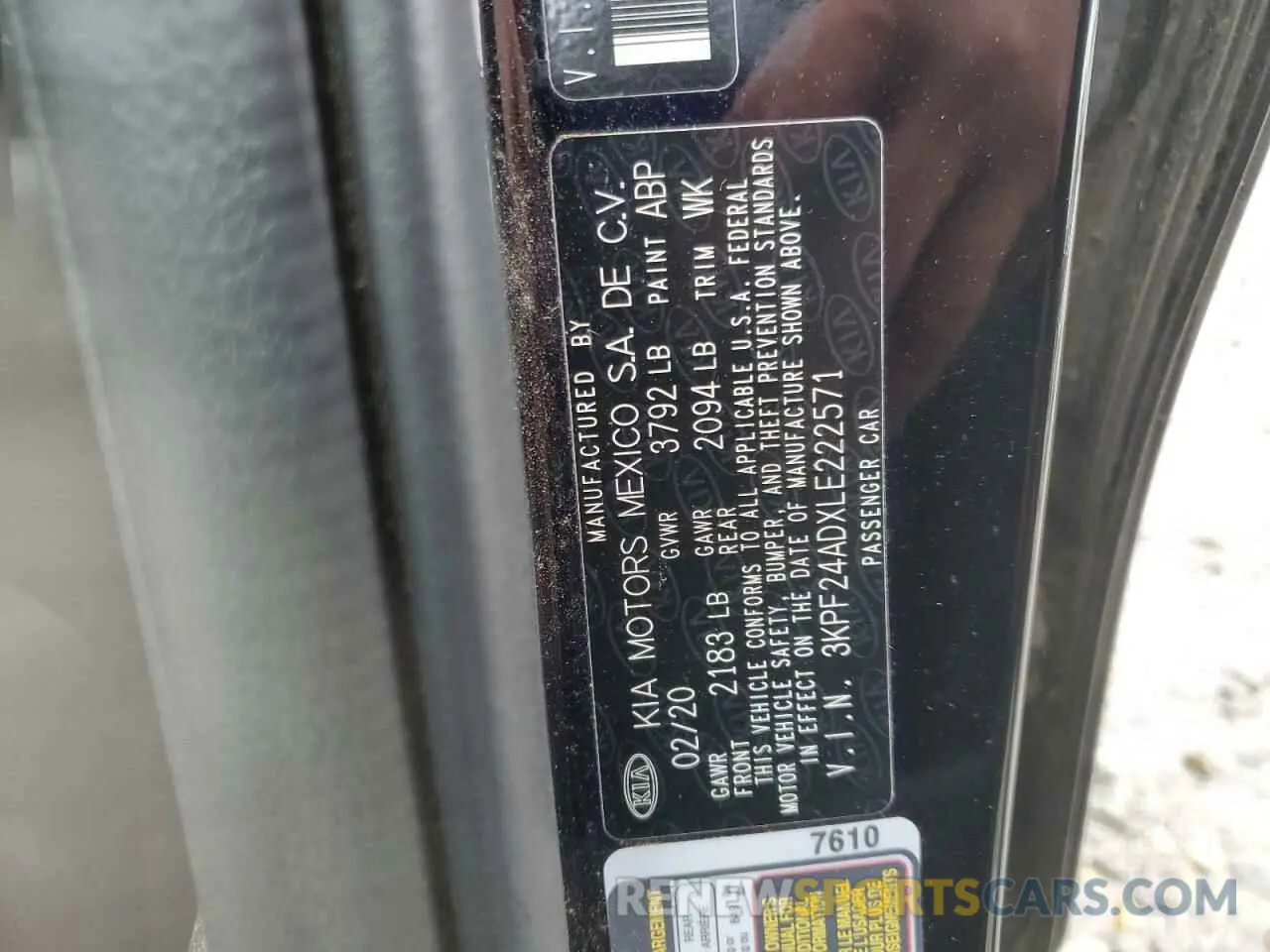 13 Photograph of a damaged car 3KPF24ADXLE222571 KIA FORTE 2020