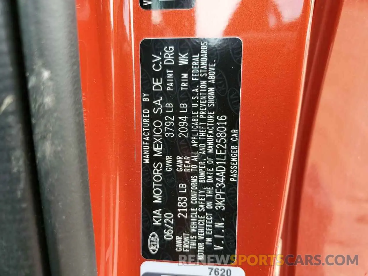 13 Photograph of a damaged car 3KPF34AD1LE258016 KIA FORTE 2020