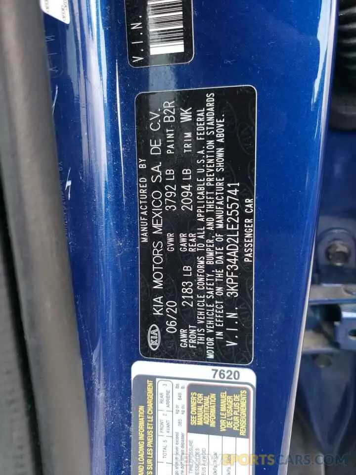 12 Photograph of a damaged car 3KPF34AD2LE255741 KIA FORTE 2020