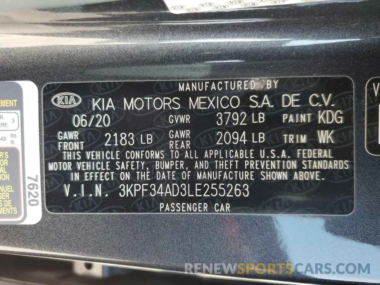 13 Photograph of a damaged car 3KPF34AD3LE255263 KIA FORTE 2020