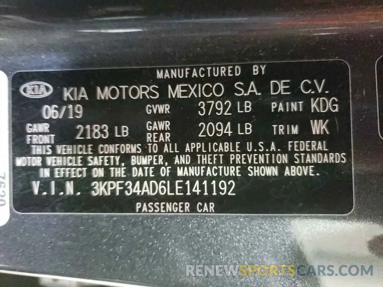 15 Photograph of a damaged car 3KPF34AD6LE141192 KIA FORTE 2020