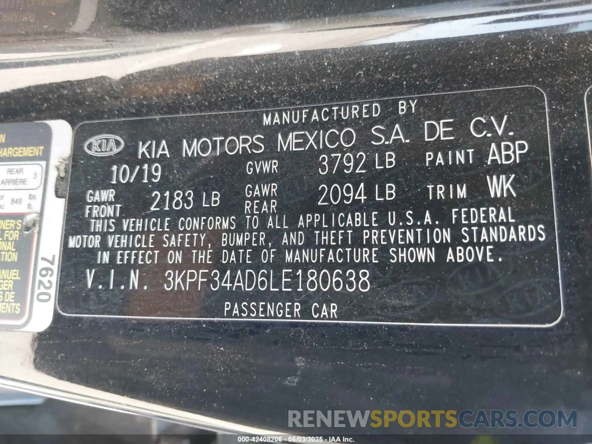 9 Photograph of a damaged car 3KPF34AD6LE180638 KIA FORTE 2020