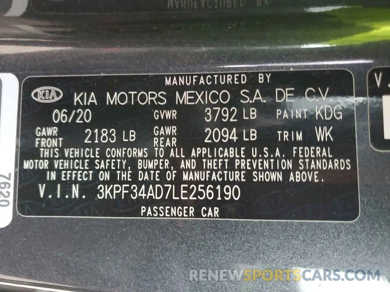 15 Photograph of a damaged car 3KPF34AD7LE256190 KIA FORTE 2020