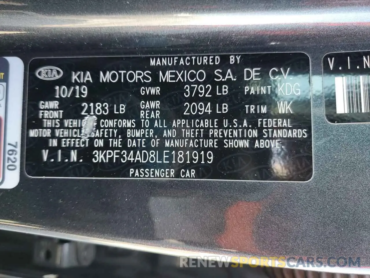 15 Photograph of a damaged car 3KPF34AD8LE181919 KIA FORTE 2020