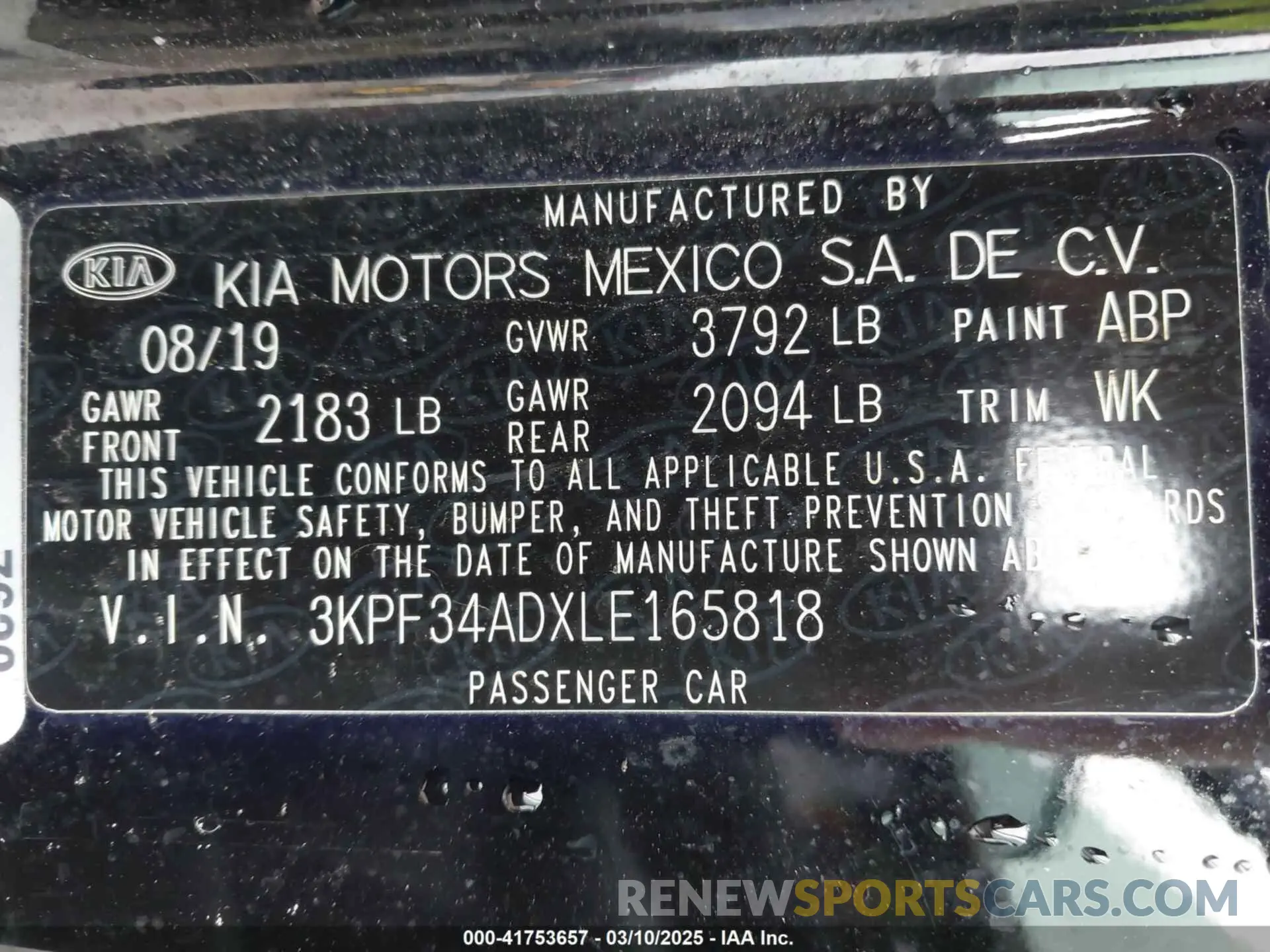 9 Photograph of a damaged car 3KPF34ADXLE165818 KIA FORTE 2020