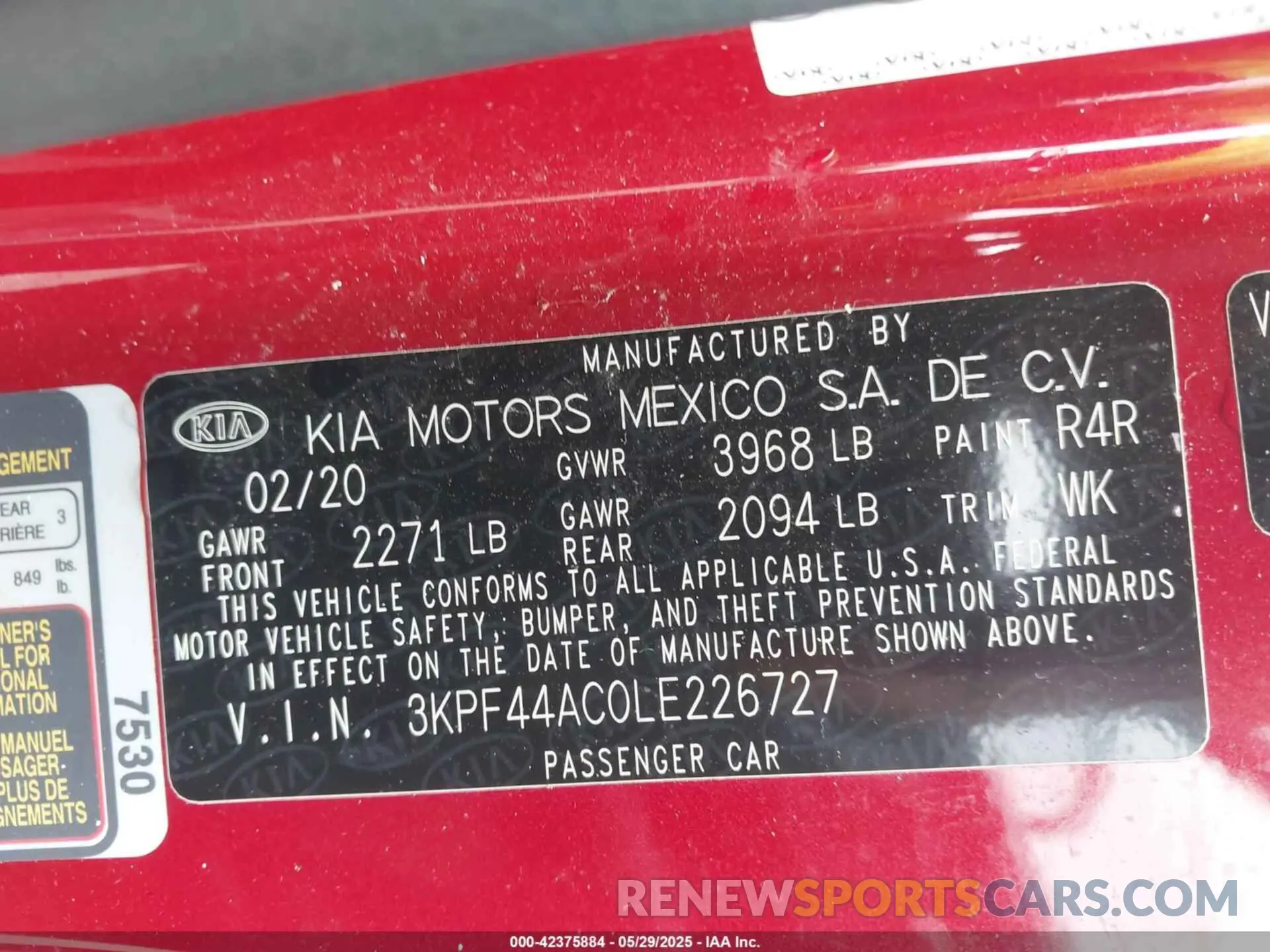 9 Photograph of a damaged car 3KPF44AC0LE226727 KIA FORTE 2020