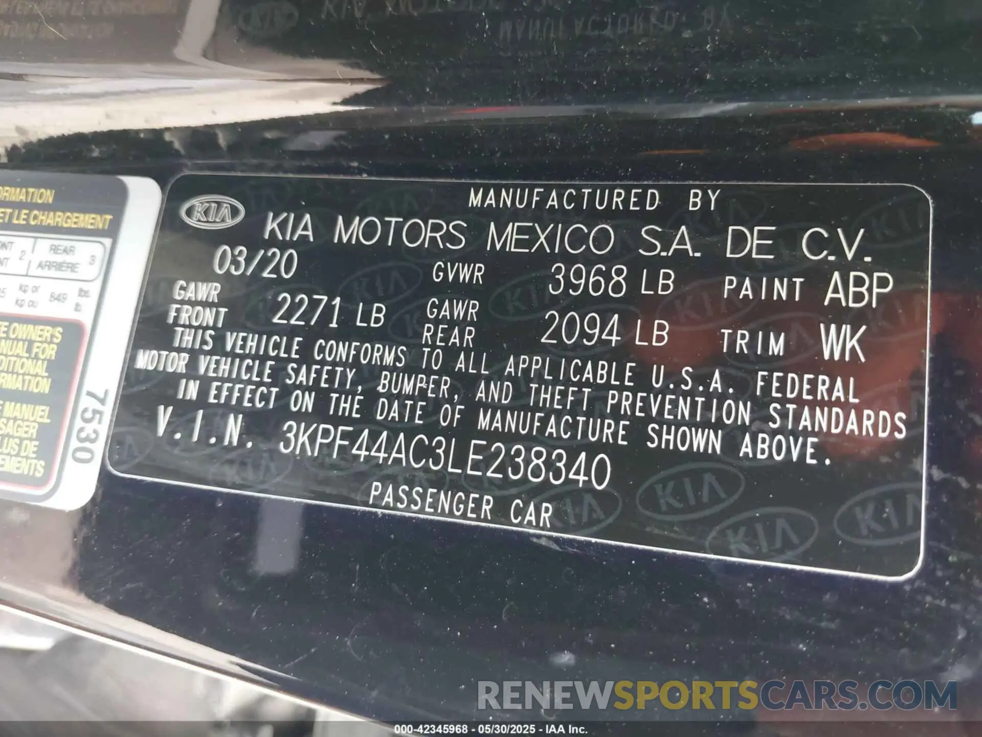 9 Photograph of a damaged car 3KPF44AC3LE238340 KIA FORTE 2020