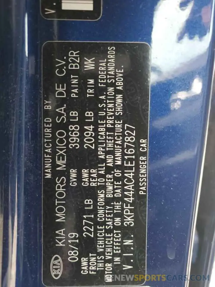 12 Photograph of a damaged car 3KPF44AC4LE167827 KIA FORTE 2020
